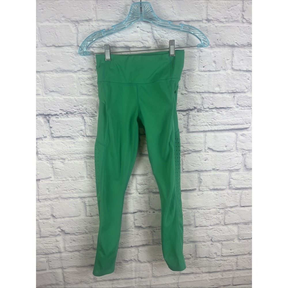 Athleta Active Contender Laser Cut Green 7/8 Athleisure Sporty Leggings XXS